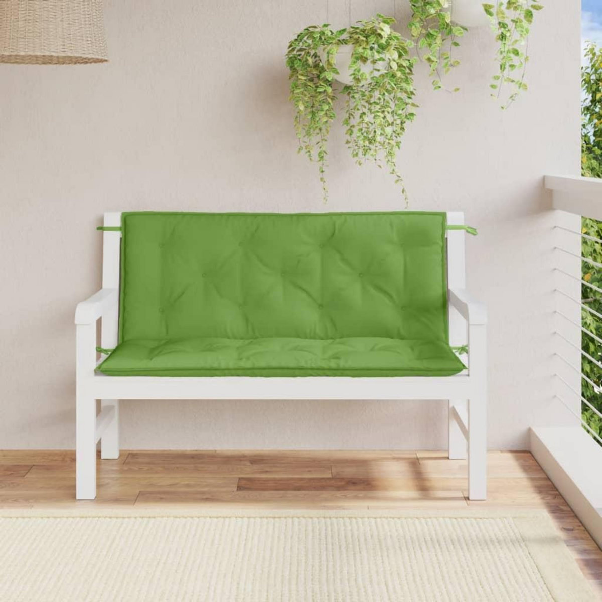 VIDAXL Coussins de banc de jardin lot de 2 vert melange tissu