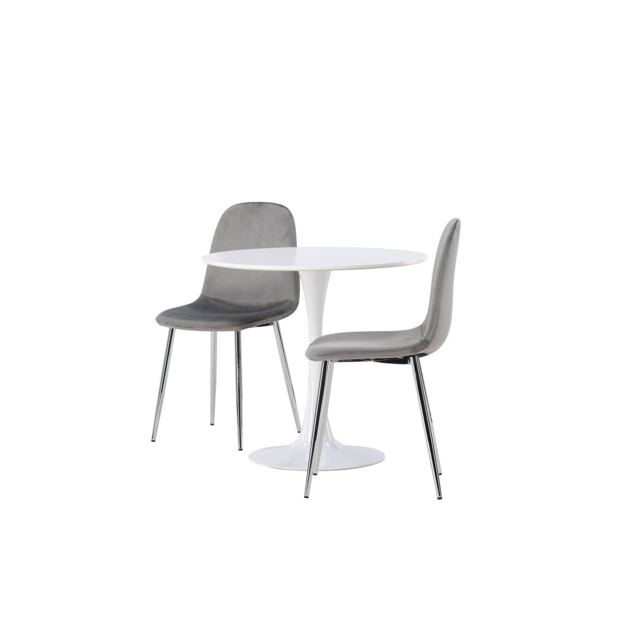 Voir la diapositive 6 : Paris Prix Ensemble table à manger & 2 chaises  hamden & eva  80cm blanc & gris clair