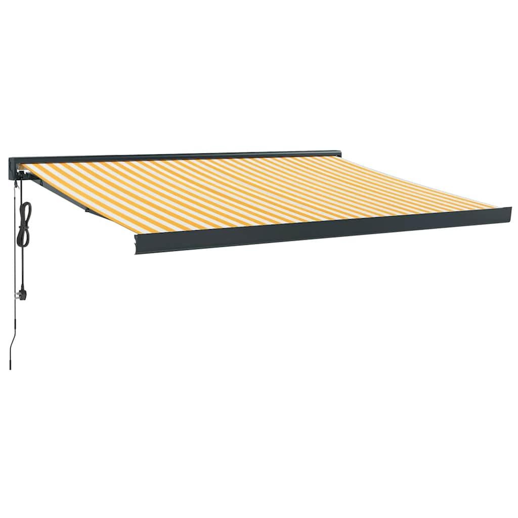 Voir la diapositive 2 : VIDAXL Auvent retractable jaune et blanc 3x2,5 m tissu et aluminium