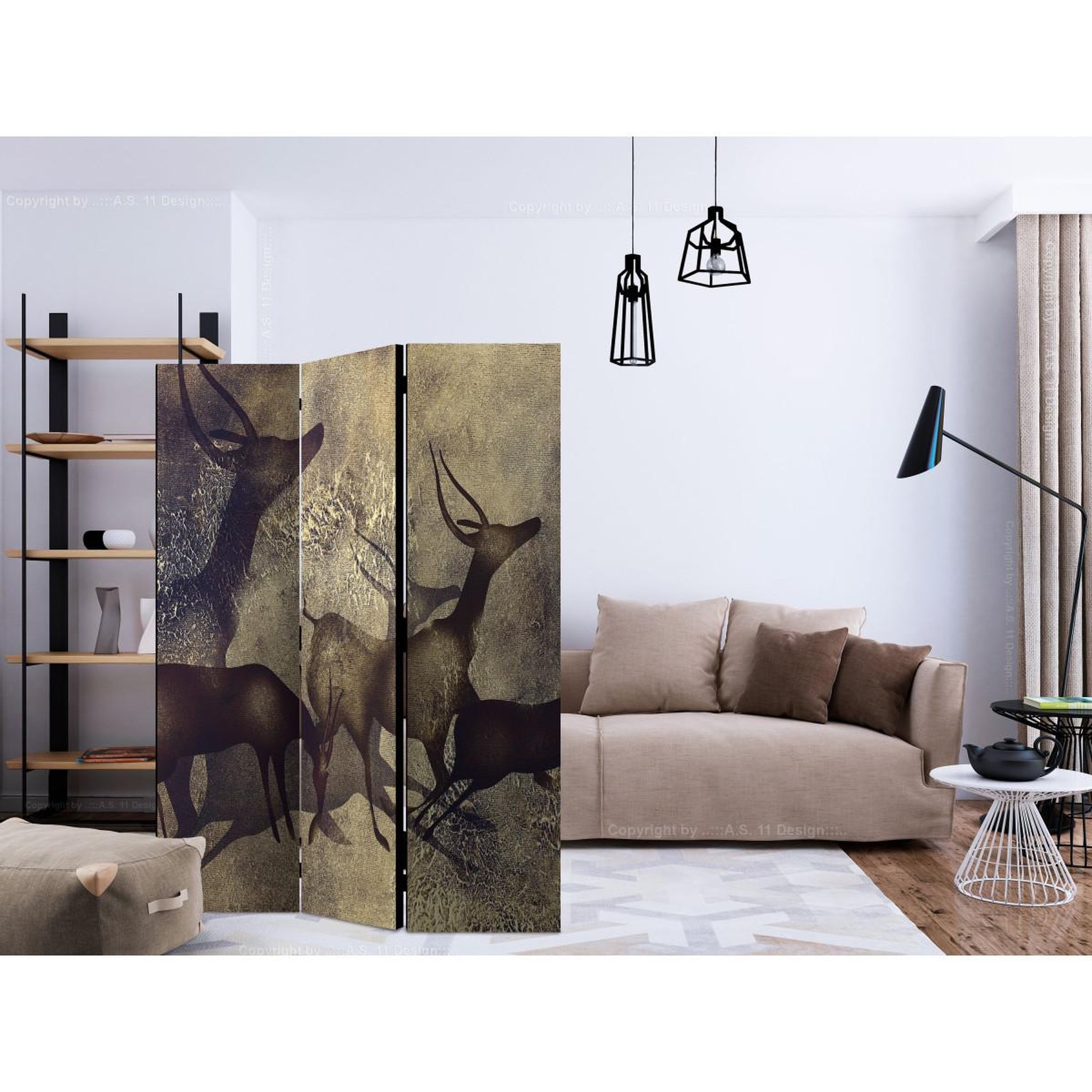 Voir la diapositive 2 : Paris Prix Paravent 3 volets  antelopes  135x172cm