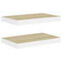 Voir la diapositive 2 : VIDAXL Etageres flottantes 2 pcs Chene et blanc 40x23x3,8 cm MDF
