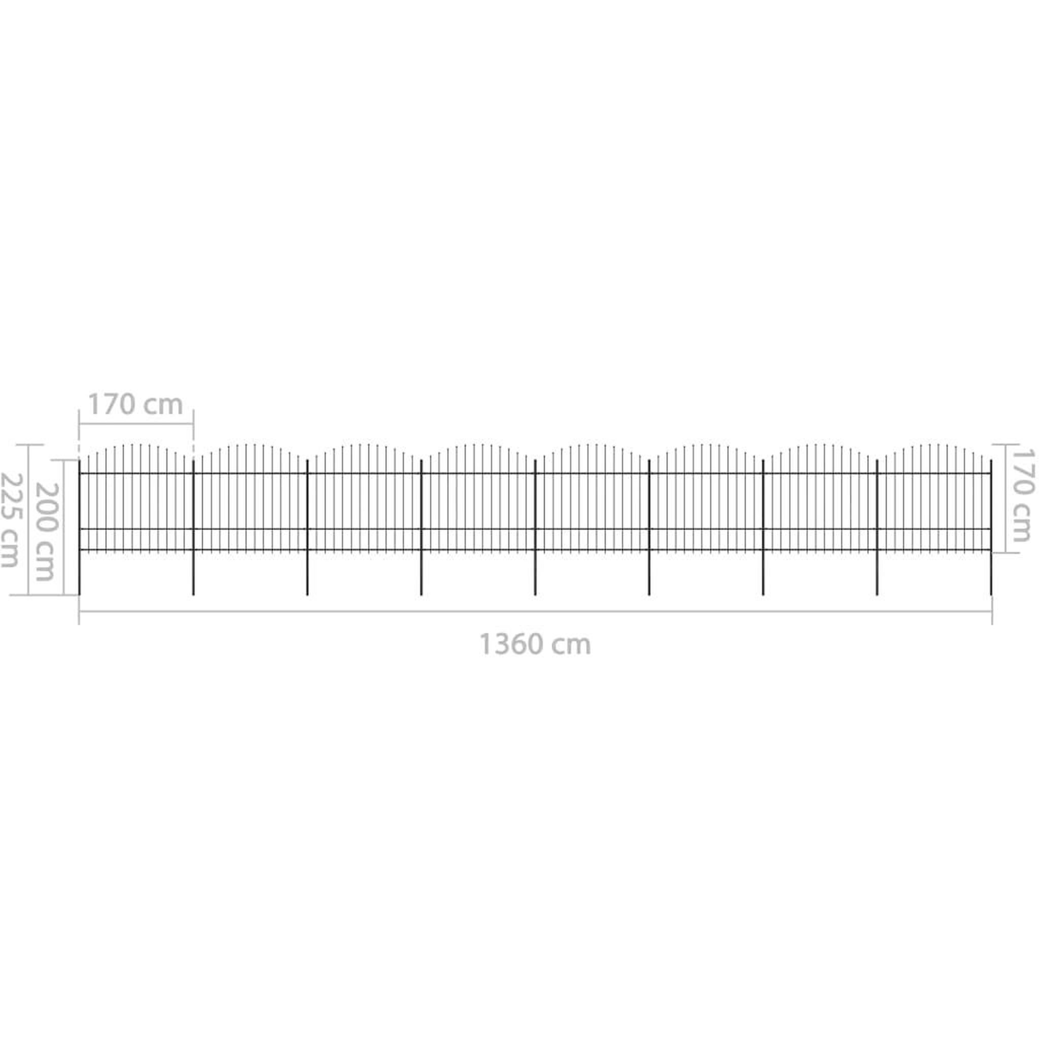 Voir la diapositive 6 : VIDAXL Cloture de jardin a dessus en lance Acier (1,5-1,75)x13,6m Noir