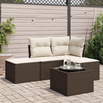 VIDAXL Salon de jardin avec coussins 5 pcs marron resine tressee