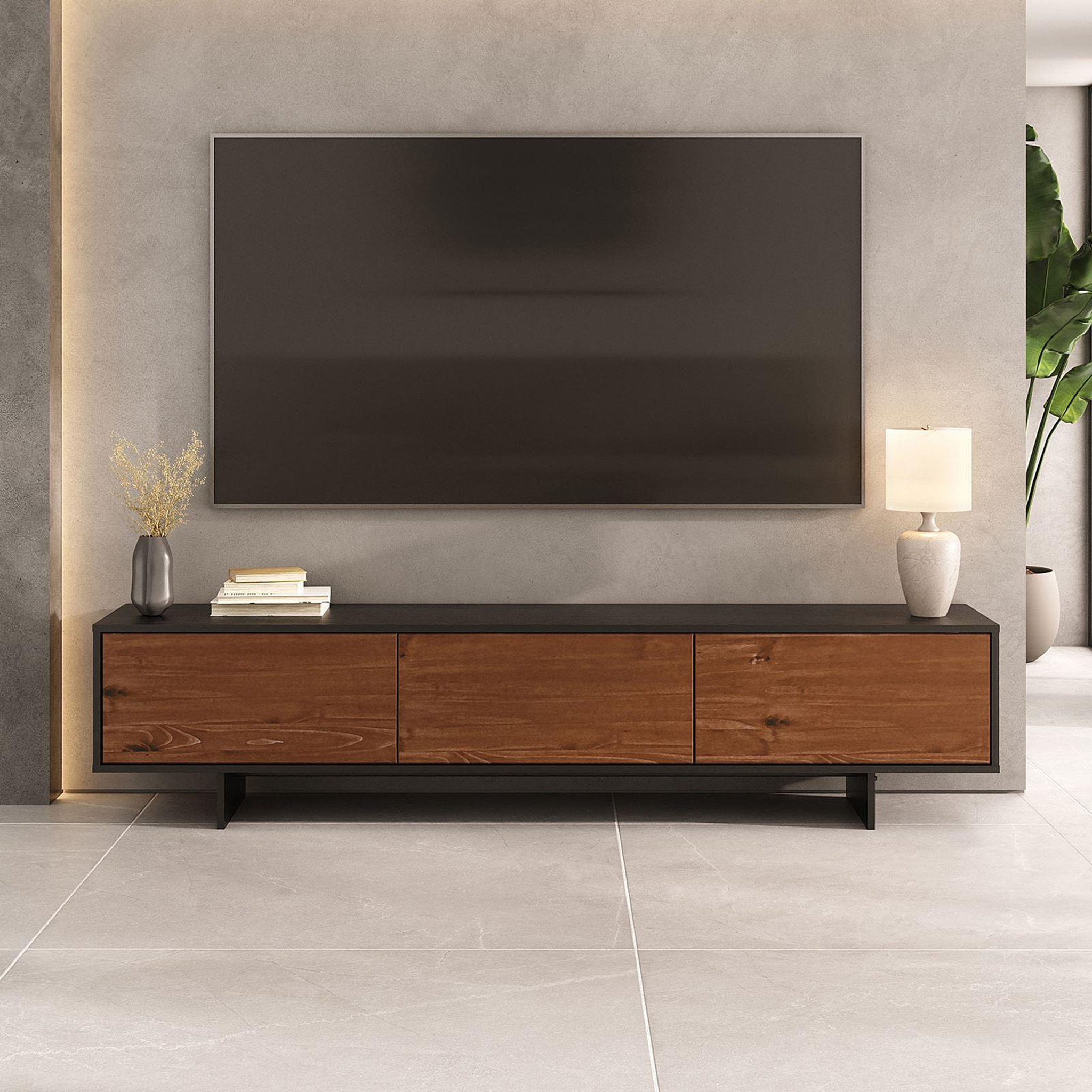 Voir la diapositive 2 : IDIMEX Meuble tv arto l 184 cm 3 portes en bois