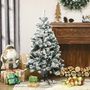 Voir la diapositive 4 : HOMCOM Sapin de Noël artificiel avec 28 pommes de pin arbre de Noël 269 branches enneigées support en acier socle pliable hauteur 120 cm vert
