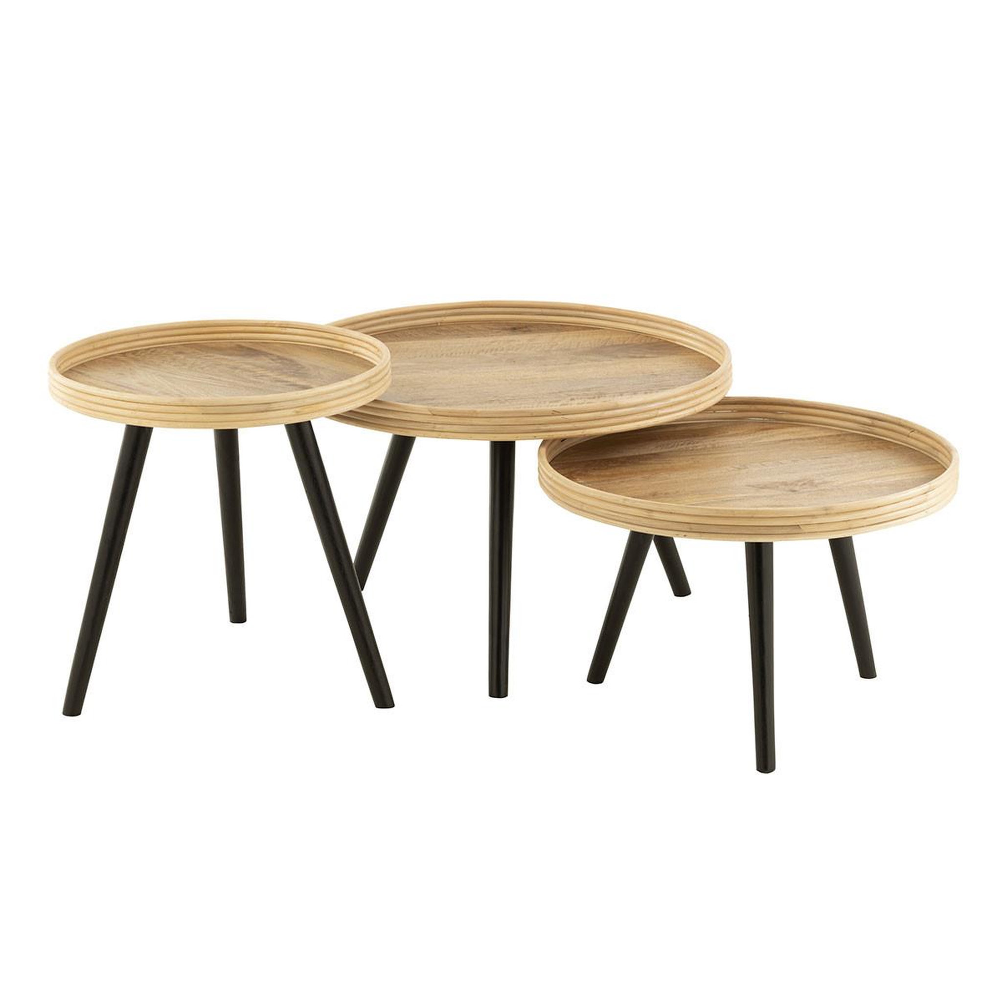 J-LINE Lot de 3 tables gigognes  perry  70cm naturel