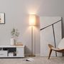 Voir la diapositive 2 : HOMCOM Lampadaire design néo-rétro 40 W max. piètement mât acier doré abat-jour lin crème