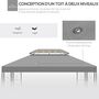 Voir la diapositive 4 : OUTSUNNY Toile de rechange pour pavillon tonnelle tente 3 x 4 m polyester haute densité 180 g/m² gris clair