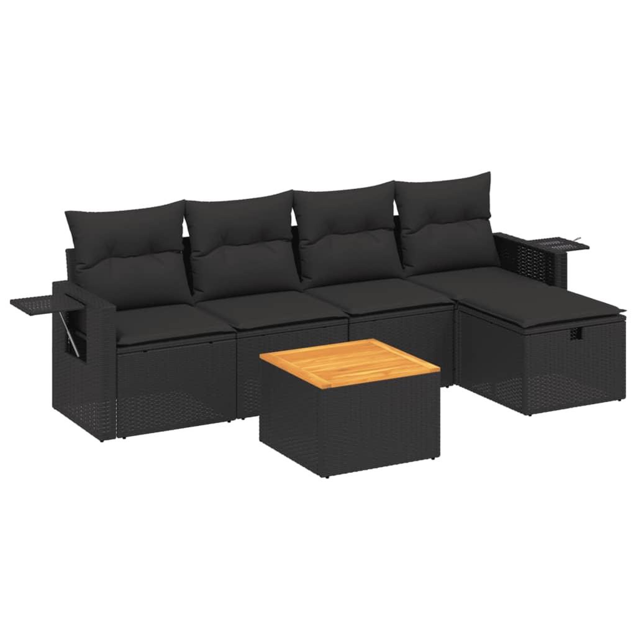 Voir la diapositive 2 : VIDAXL Salon de jardin 6 pcs avec coussins noir resine tressee