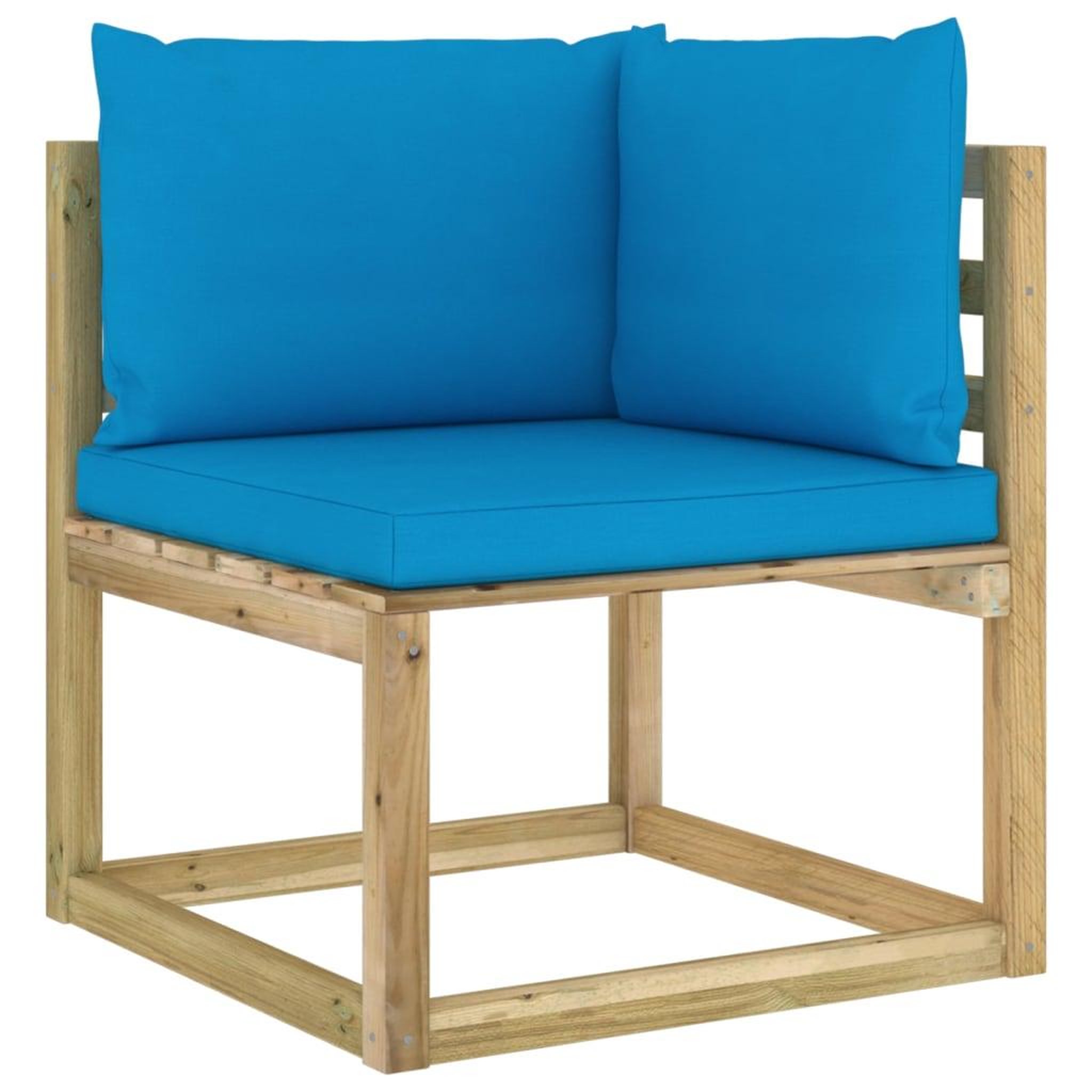 Voir la diapositive 3 : VIDAXL Canape d'angle de jardin avec coussins Bois impregne de vert
