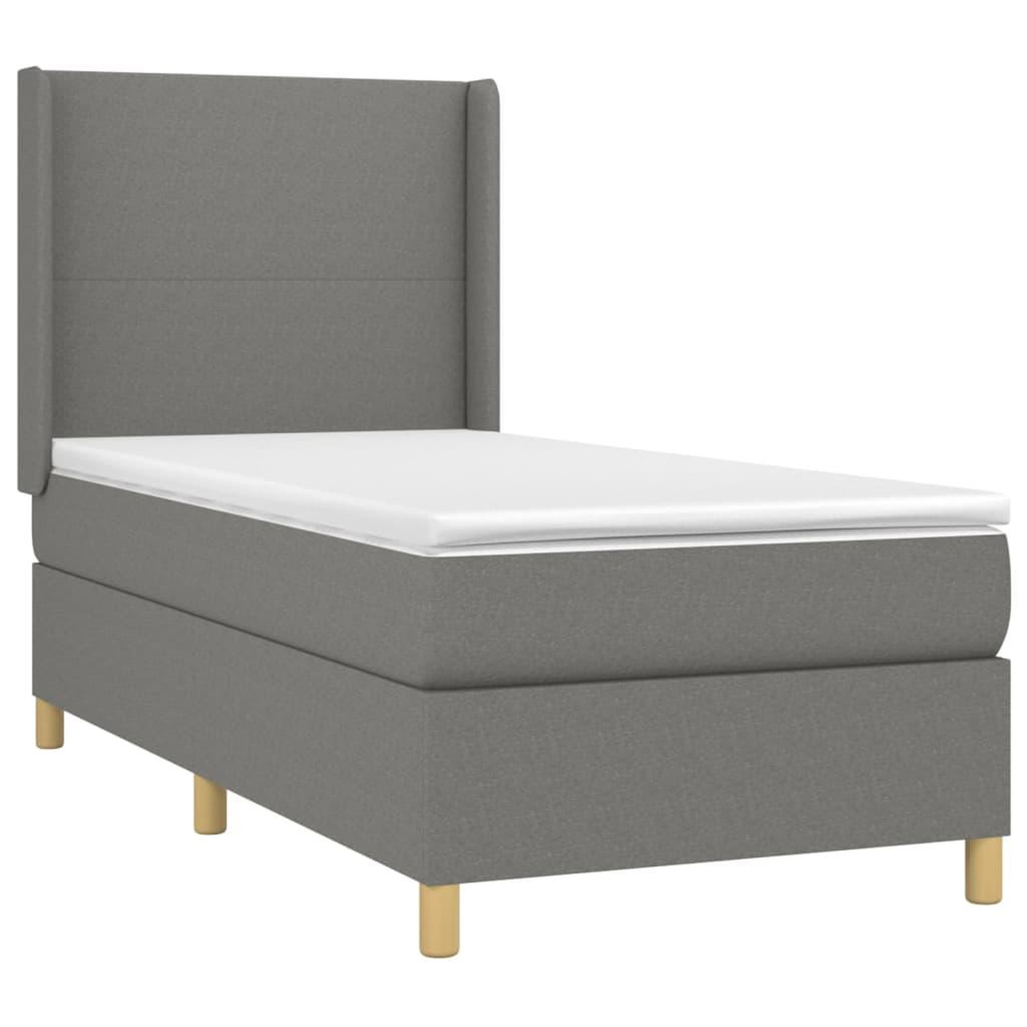 Voir la diapositive 3 : VIDAXL Sommier a lattes de lit avec matelas Gris fonce 80x200 cm Tissu