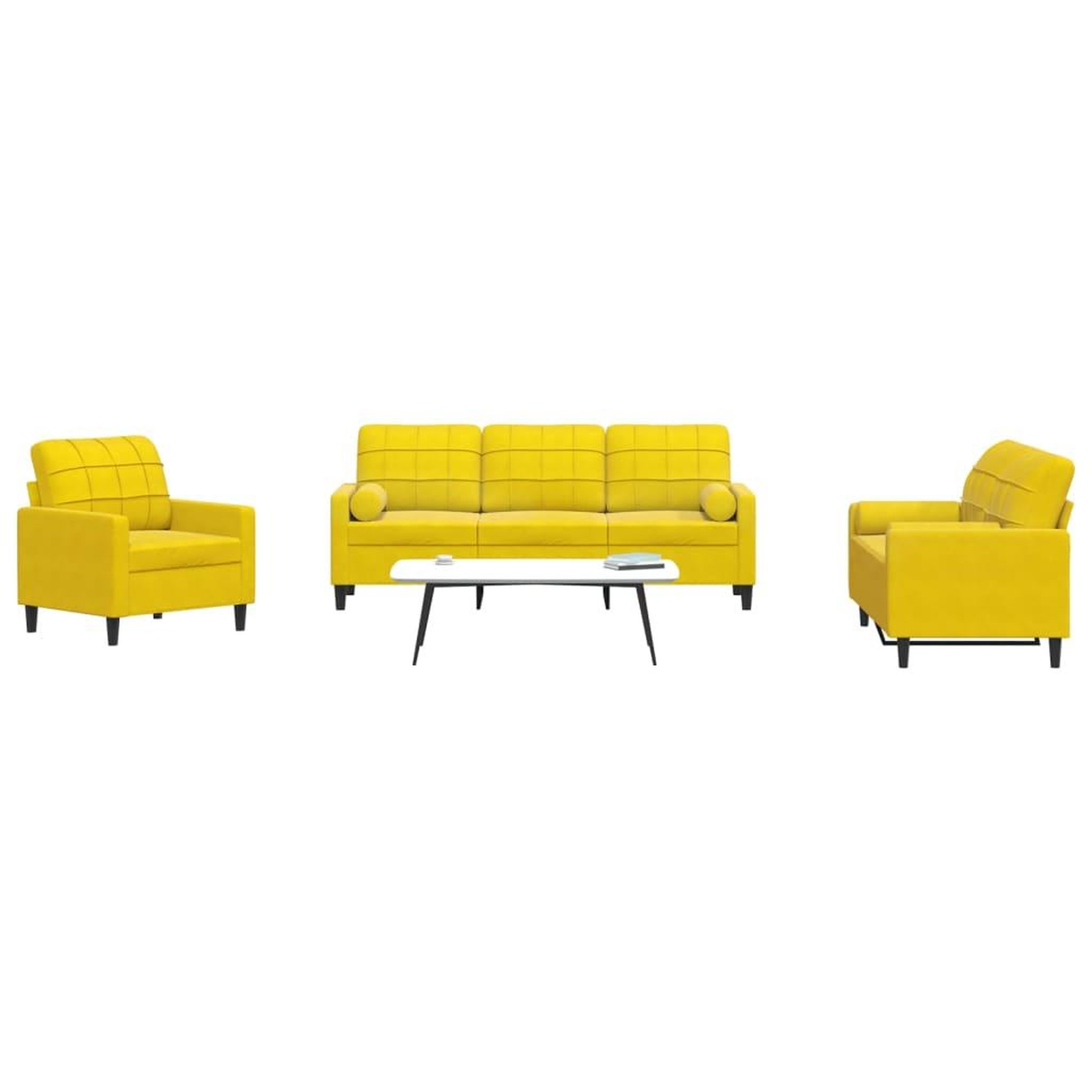 VIDAXL Ensemble de canapes 3 pcs avec coussins et traversins velours