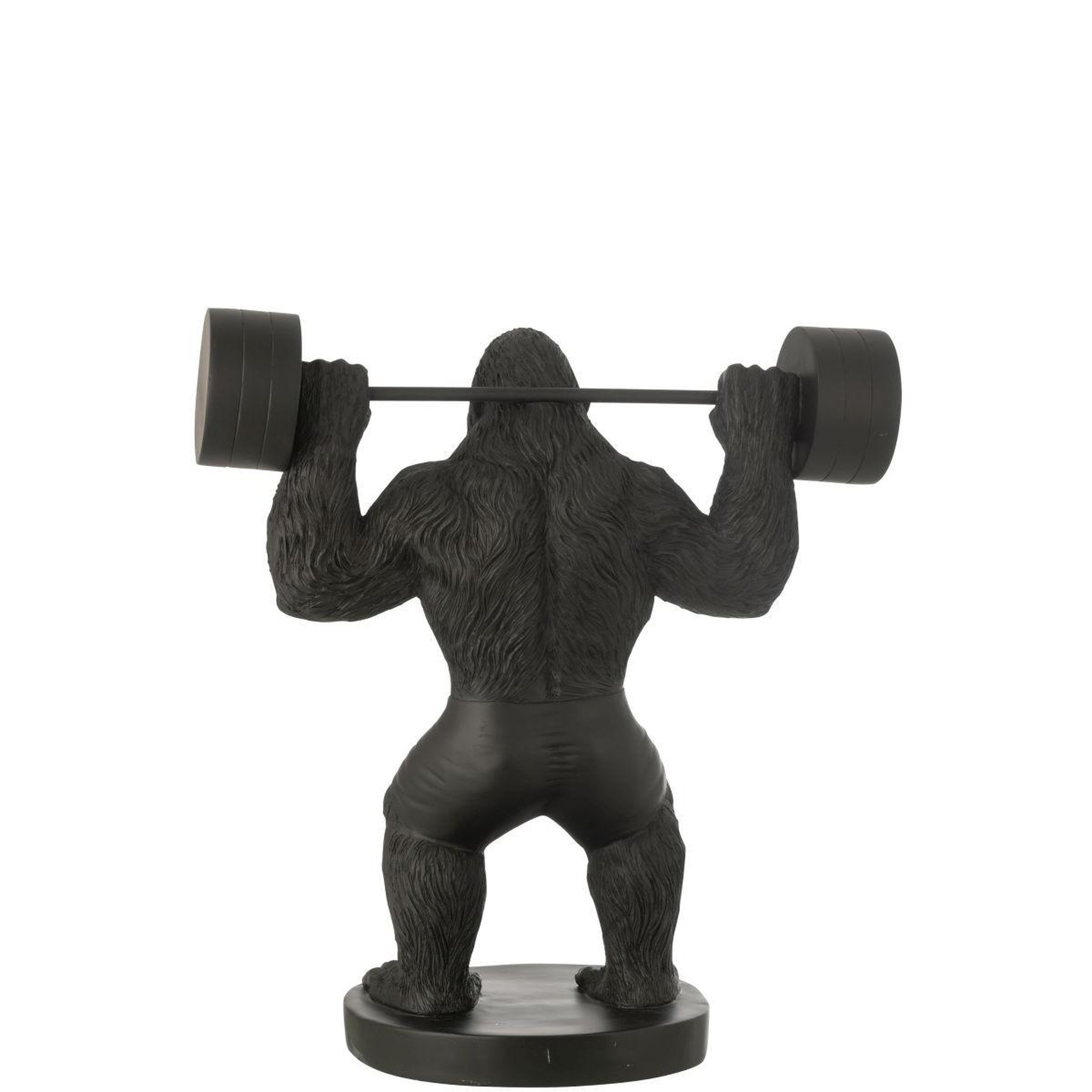 Voir la diapositive 2 : J-LINE Statue gorille en résine  haltérophilie  62cm noir