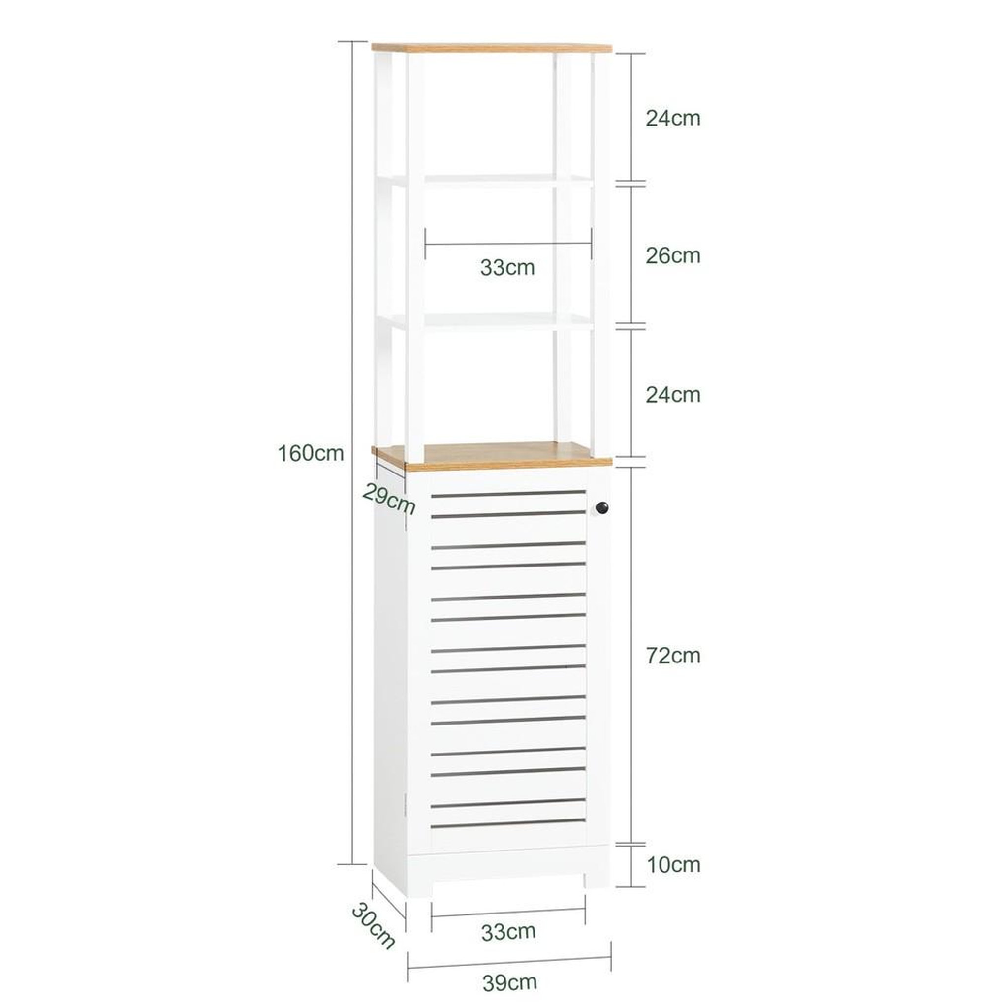 Voir la diapositive 3 : SOBUY Armoire haute salle de bain Blanc 39x30x160cm BZR43-W