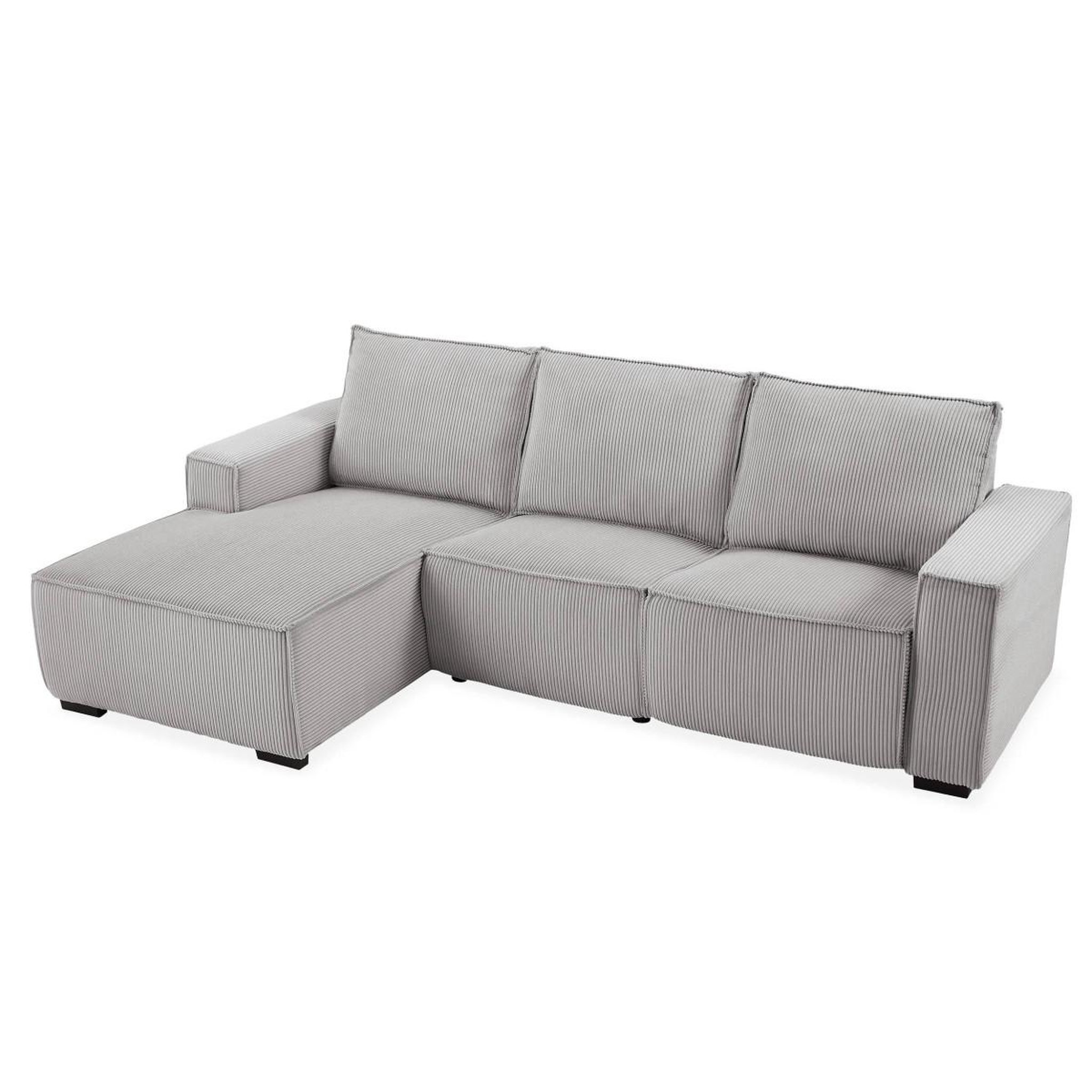 Voir la diapositive 2 : Paris Prix Canapé d'angle gauche velours  hollis  267cm gris clair