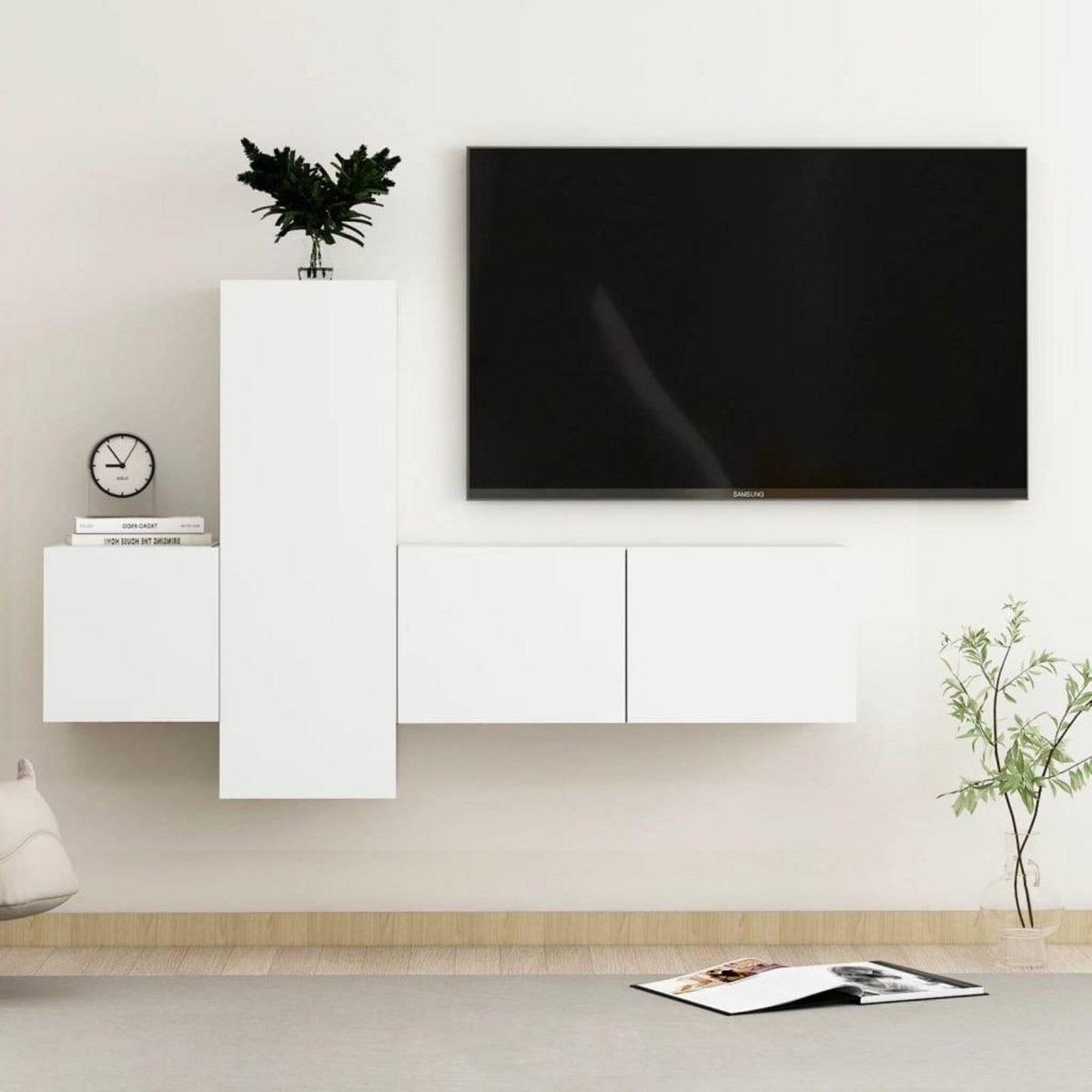 VIDAXL Ensemble de meubles TV 3 pcs Blanc Bois d'ingenierie