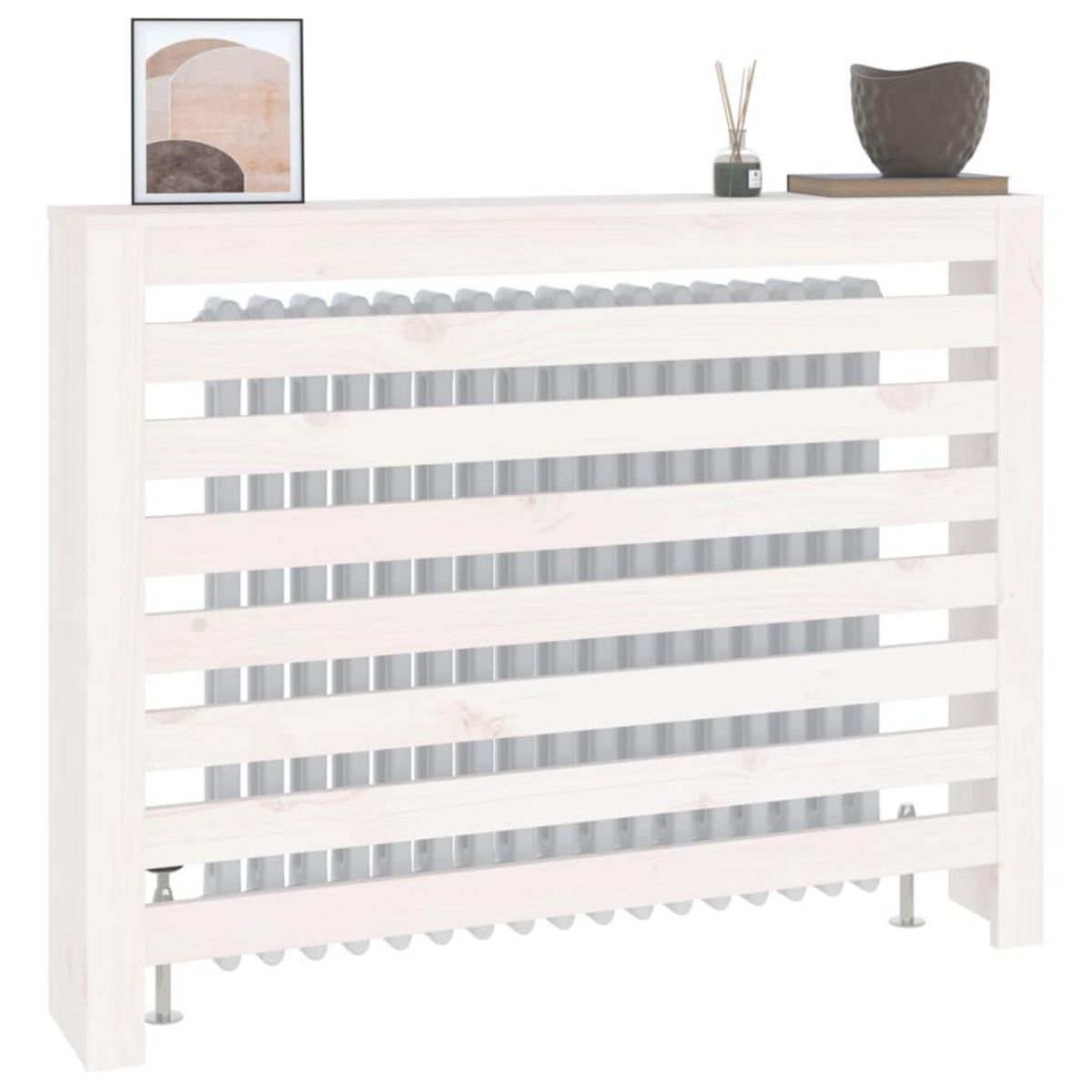 VIDAXL Cache-radiateur Blanc 108,5x19x84 cm Bois massif de pin