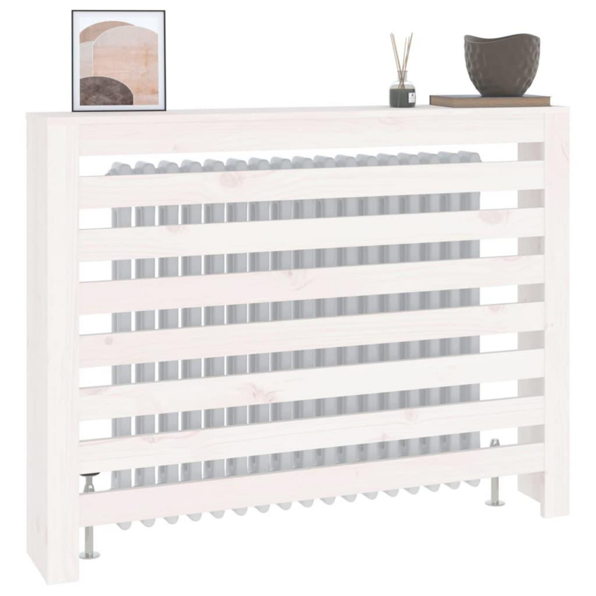 VIDAXL Cache-radiateur Blanc 108,5x19x84 cm Bois massif de pin