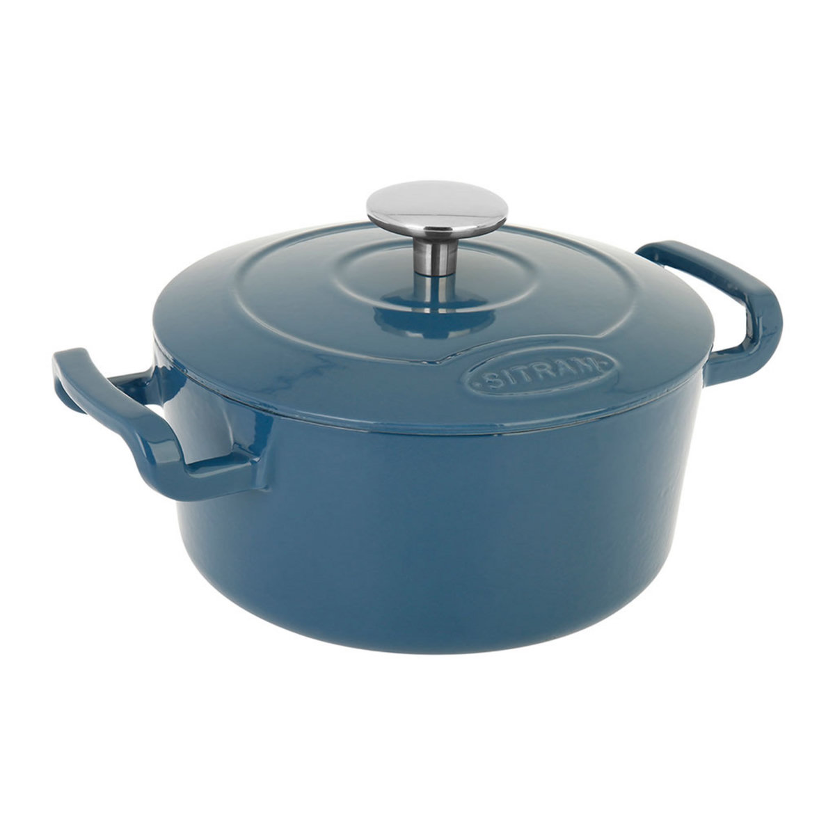 SITRAM Cocotte fonte acier ronde 2.5 litres intérieur émaillée blanc  