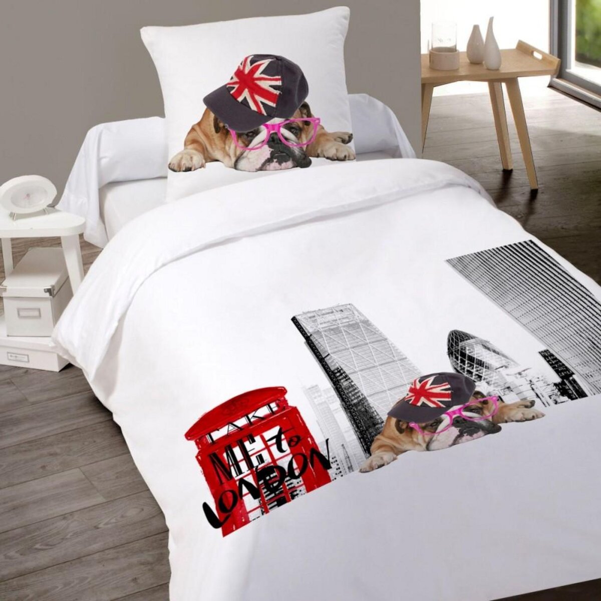 Dourev Housse de couette 140x200 TAKE ME TO LONDON + 1 taie