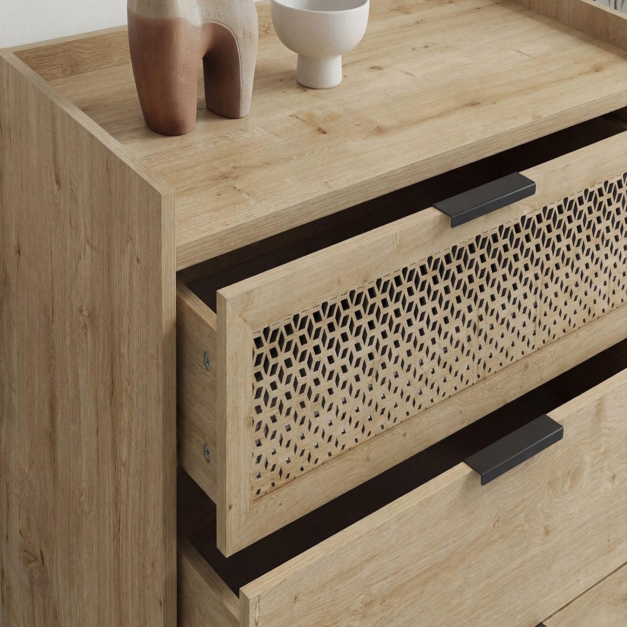 Voir la diapositive 6 : CASANOVA PARIS Stera - commode 3 tiroirs 94cm en mélamine - chêne clair