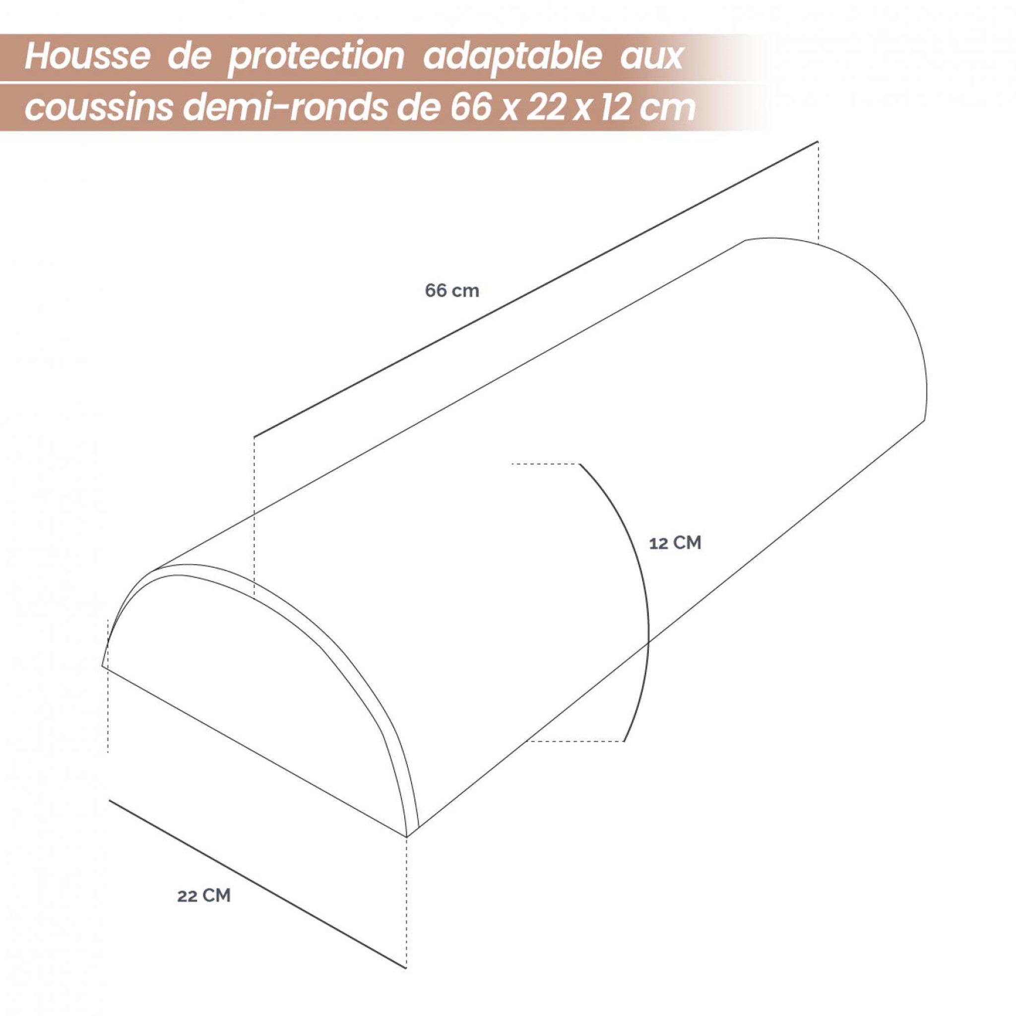 Voir la diapositive 2 : VIVEZEN Drap housse de protection en éponge pour coussin demi-rond 66 cm x 22 cm x 12 cm de table de massage - Marron clair