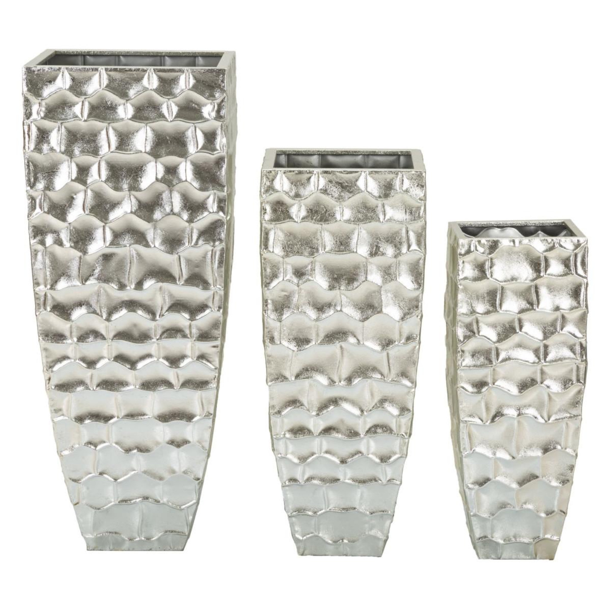Voir la diapositive 2 : Paris Prix Lot de 3 vases en métal  argy  90cm argent