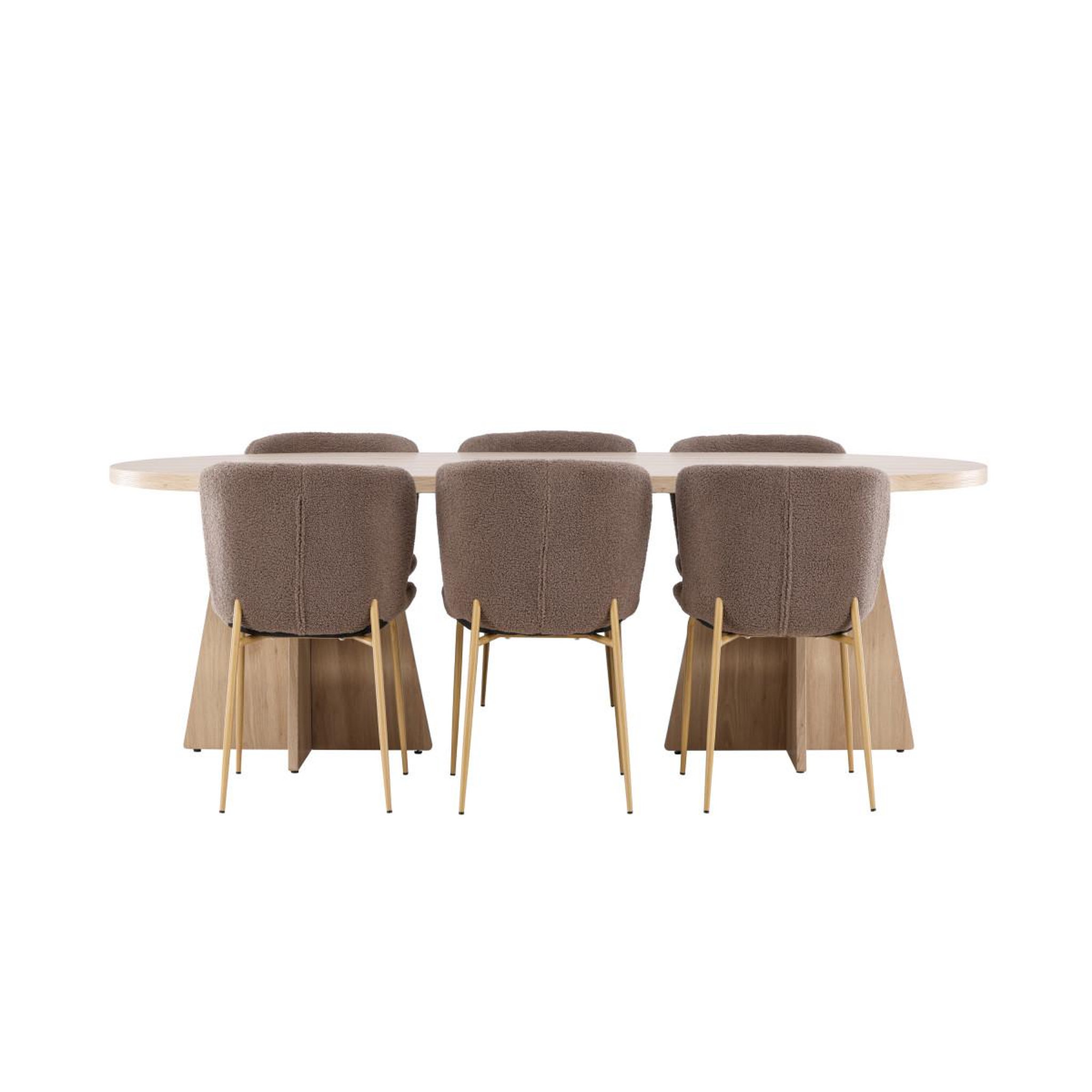 Voir la diapositive 2 : Paris Prix Ensemble table à manger & 6 chaises  bootcut & modesto  230cm naturel & marron
