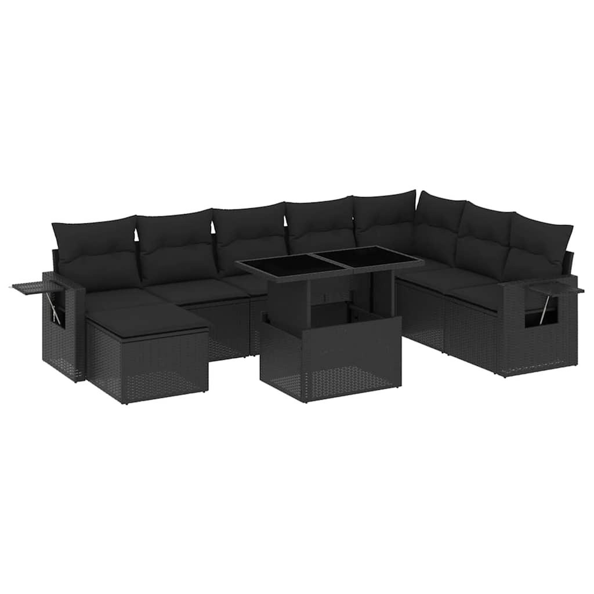 Voir la diapositive 2 : VIDAXL Salon de jardin 8 pcs avec coussins noir resine tressee