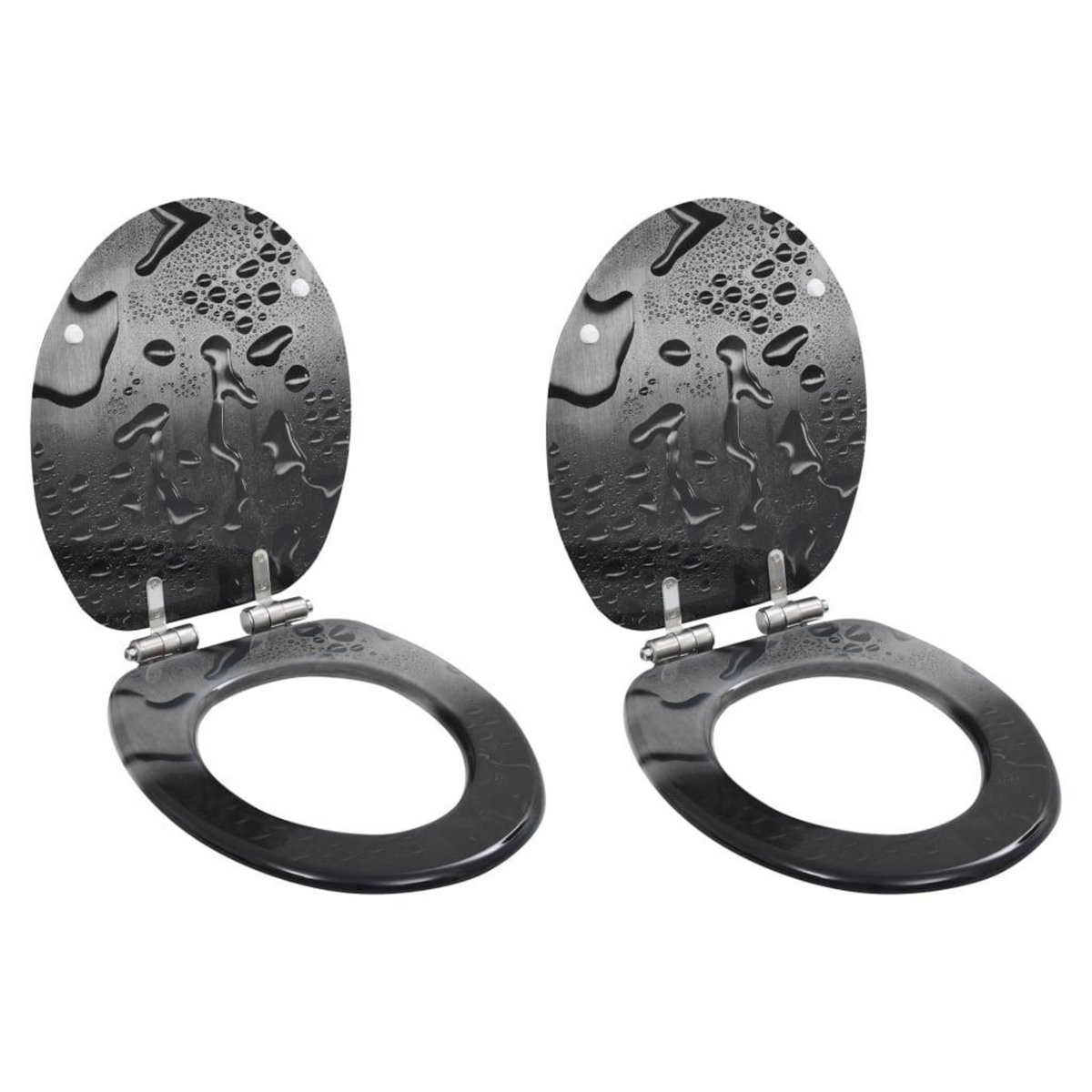 VIDAXL lot de 2 Siege WC MDF Couvercle fermeture douceur Goutte d'eau