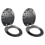 VIDAXL lot de 2 Siege WC MDF Couvercle fermeture douceur Goutte d'eau