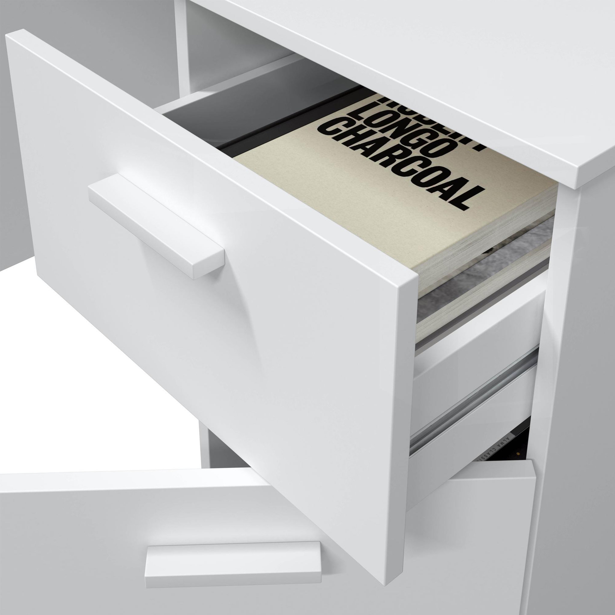 Voir la diapositive 4 : VS VENTA-STOCK Bureau Huelva 1 porte 1 tiroir blanc, 108 cm longueur