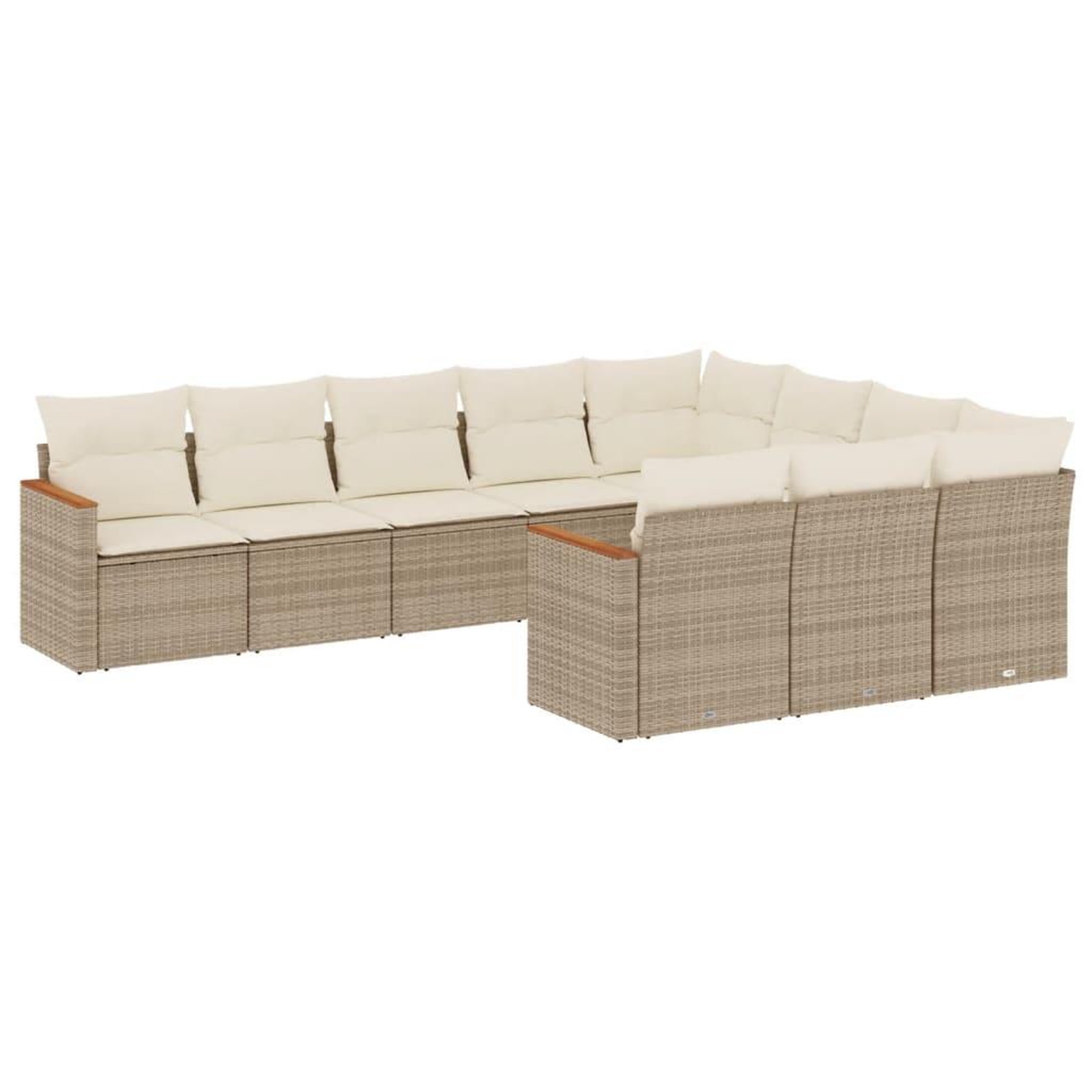 Voir la diapositive 2 : VIDAXL Salon de jardin avec coussins 10 pcs beige resine tressee