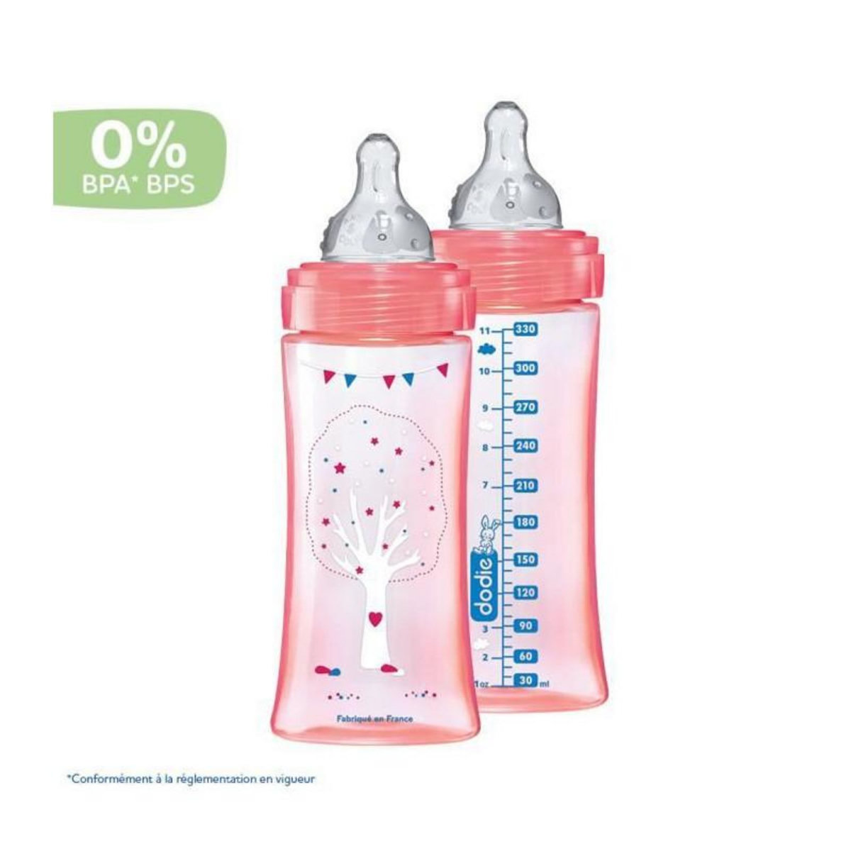 DODIE Dodie - Lot de 2 Biberons Initiation+ 330ml Fille