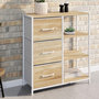 Voir la diapositive 2 : ID MARKET Buffet d'appoint 3 tiroirs et étagères 70 cm UTAH design industriel bois et blanc