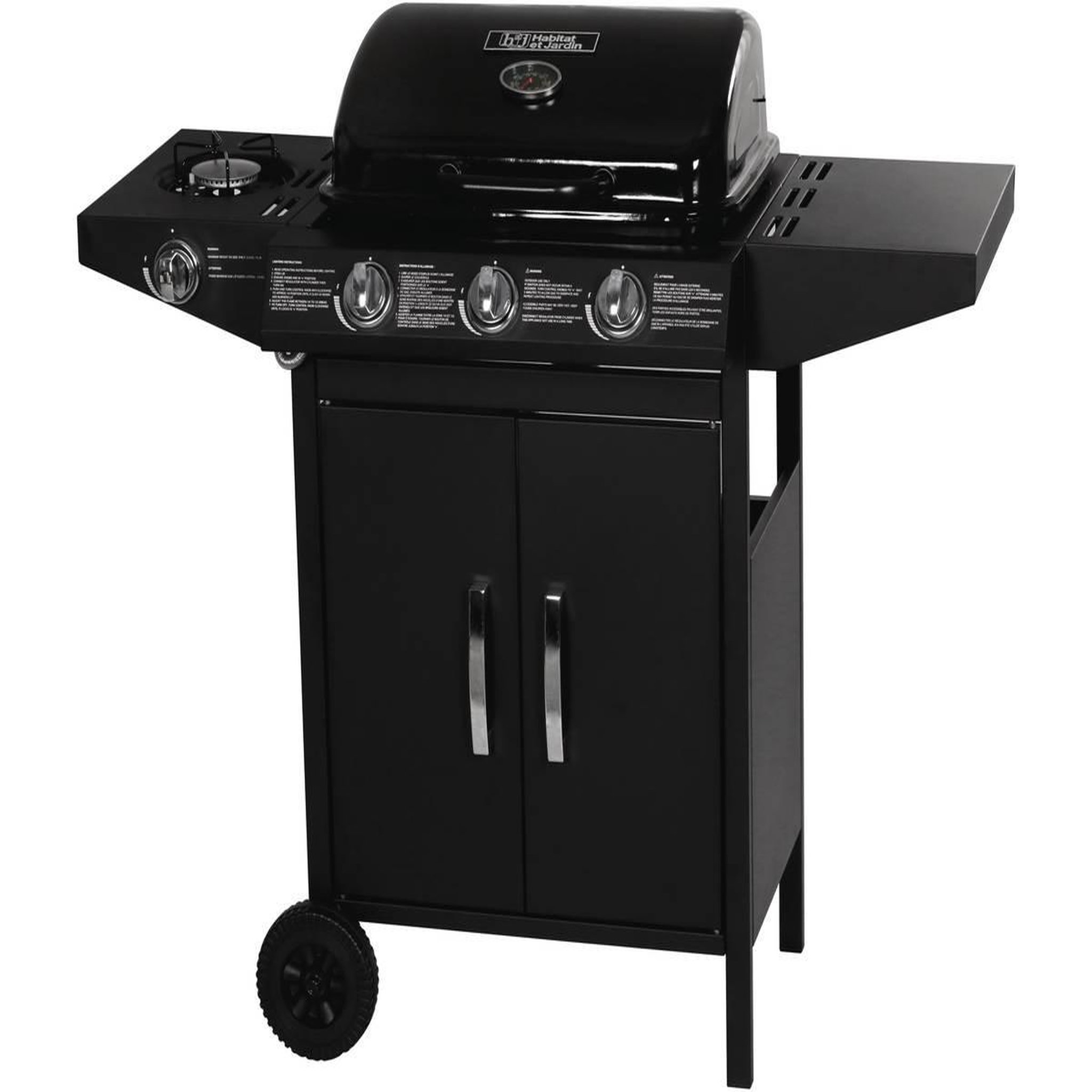 Voir la diapositive 1 : Habitat et Jardin Barbecue gaz  Festa 4  - 4 brûleurs dont 1 latéral - 10.5kW - Noir