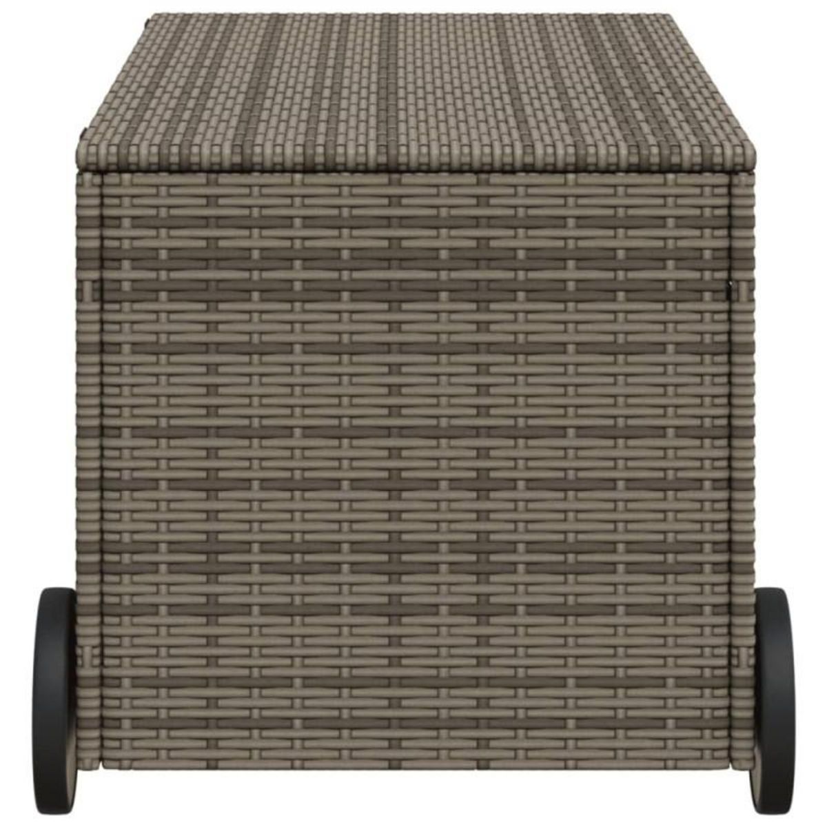 VIDAXL Boîte de rangement de jardin et roues gris 190L résine tressée