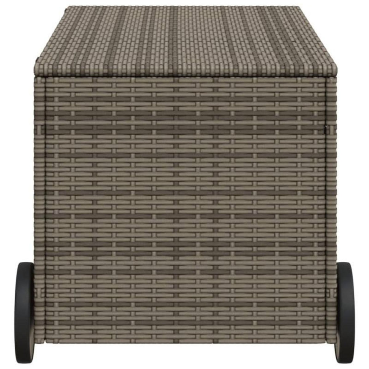 VIDAXL Boîte de rangement de jardin et roues gris 190L résine tressée