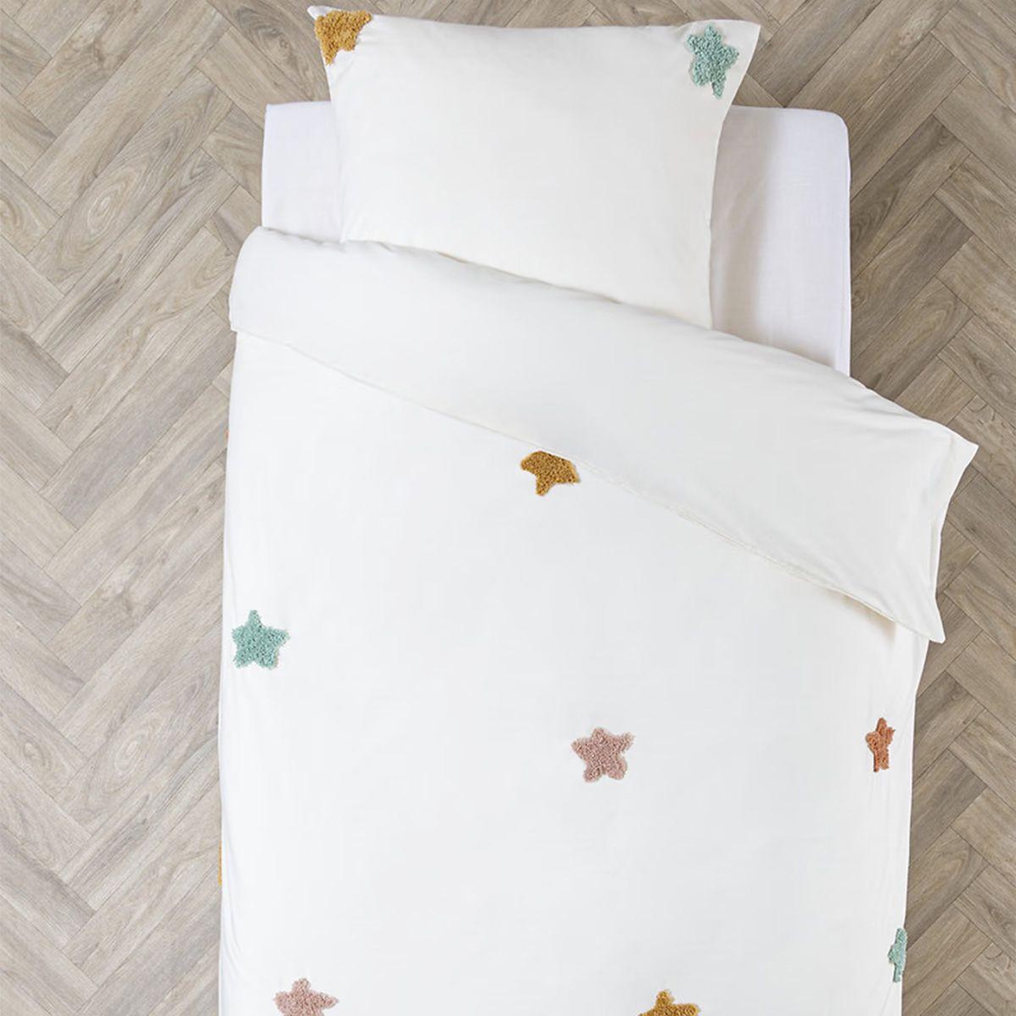 Atmosphera Kids Parure de Lit 2 Pièces  Étoile  140x200cm Blanc