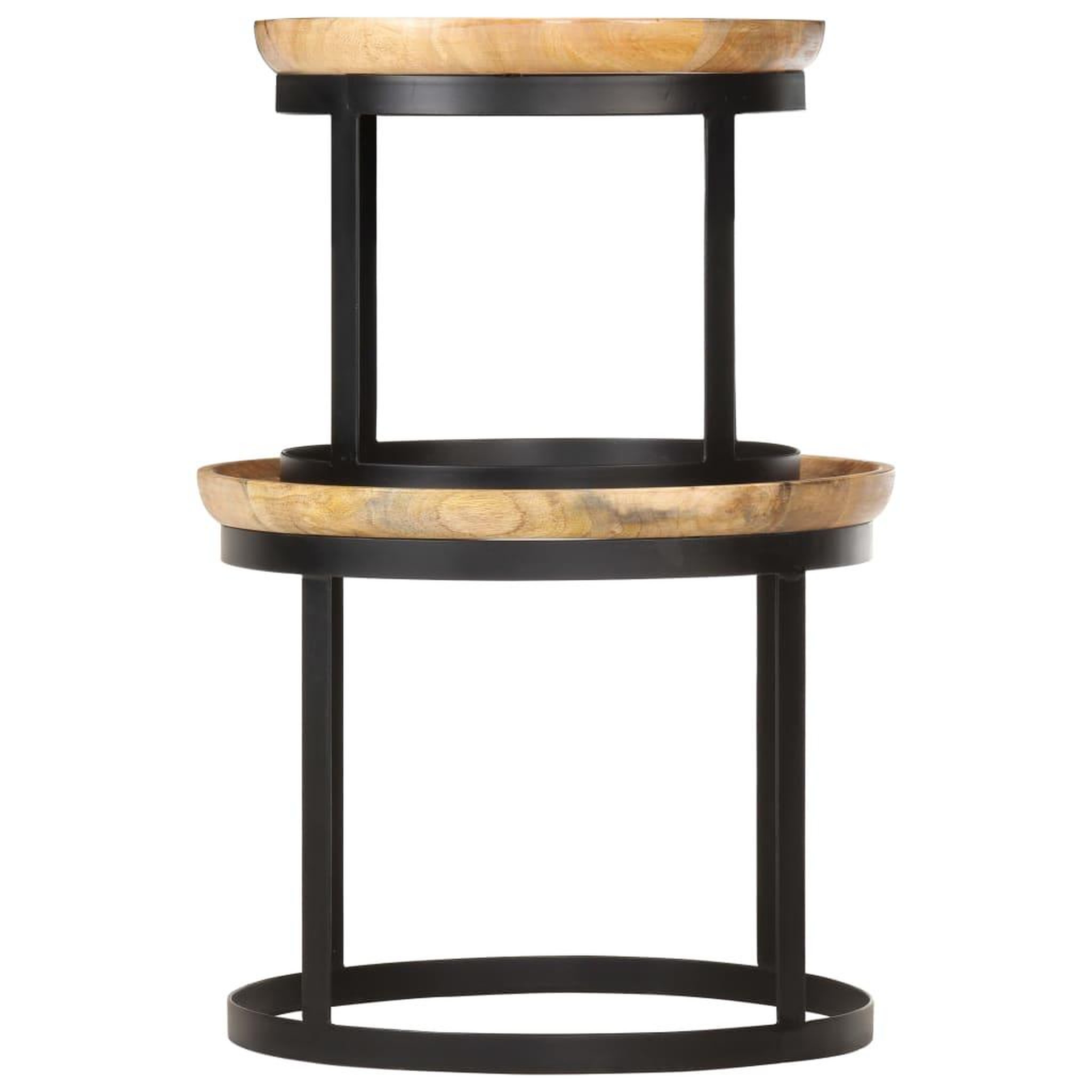 Voir la diapositive 2 : VIDAXL Tables d'appoint rondes 2 pcs bois de manguier solide et acier