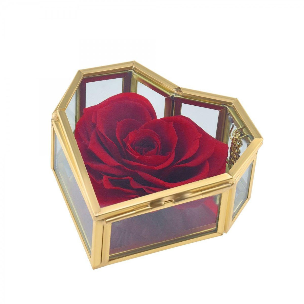 SC CRYSTAL Coffret en verre décoré d'une rose éternelle - stabilisée
