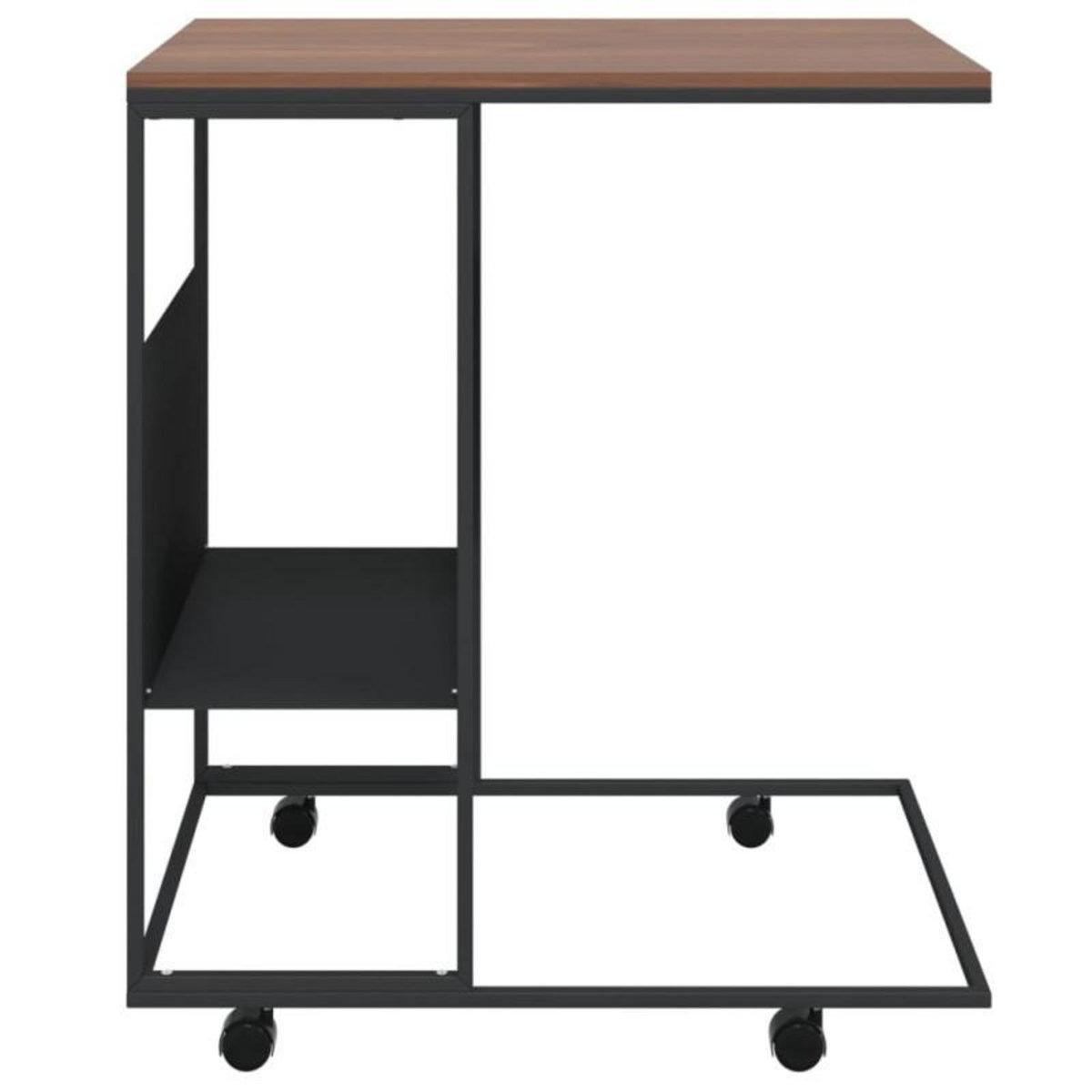 VIDAXL Table d appoint avec roues noir 55x36x63,5 cm bois d ingénierie
