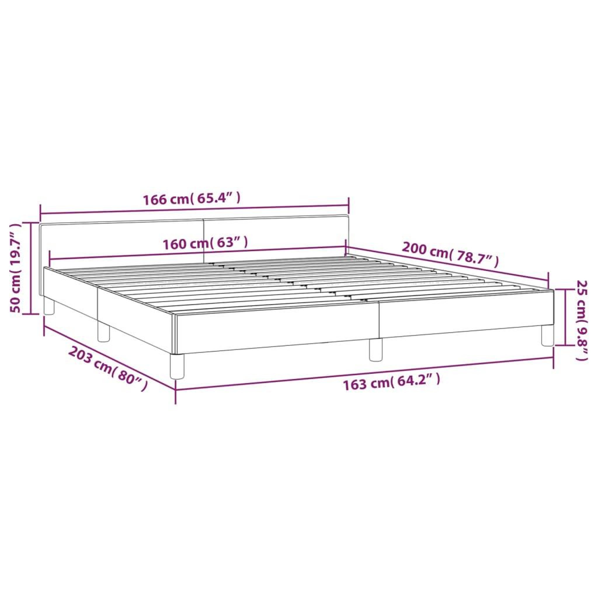 Voir la diapositive 6 : VIDAXL Cadre de lit sans matelas gris fonce 160x200 cm tissu