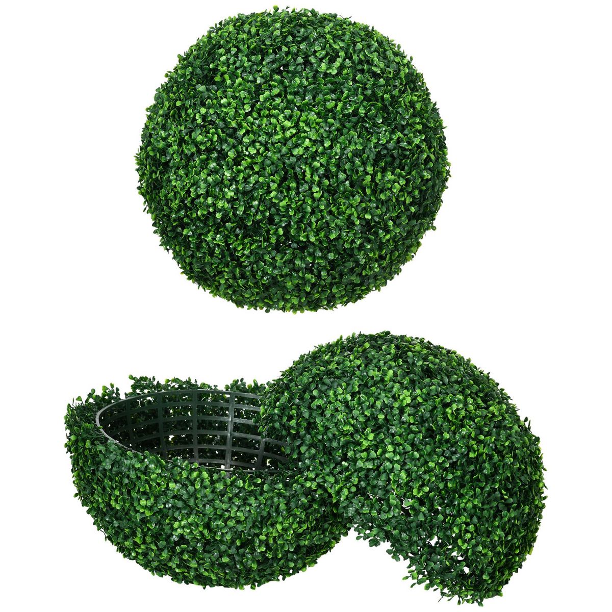 HOMCOM Lot de 2 buis artificiels topiaires artificielles en forme de boule Ø 50 cm PE vert