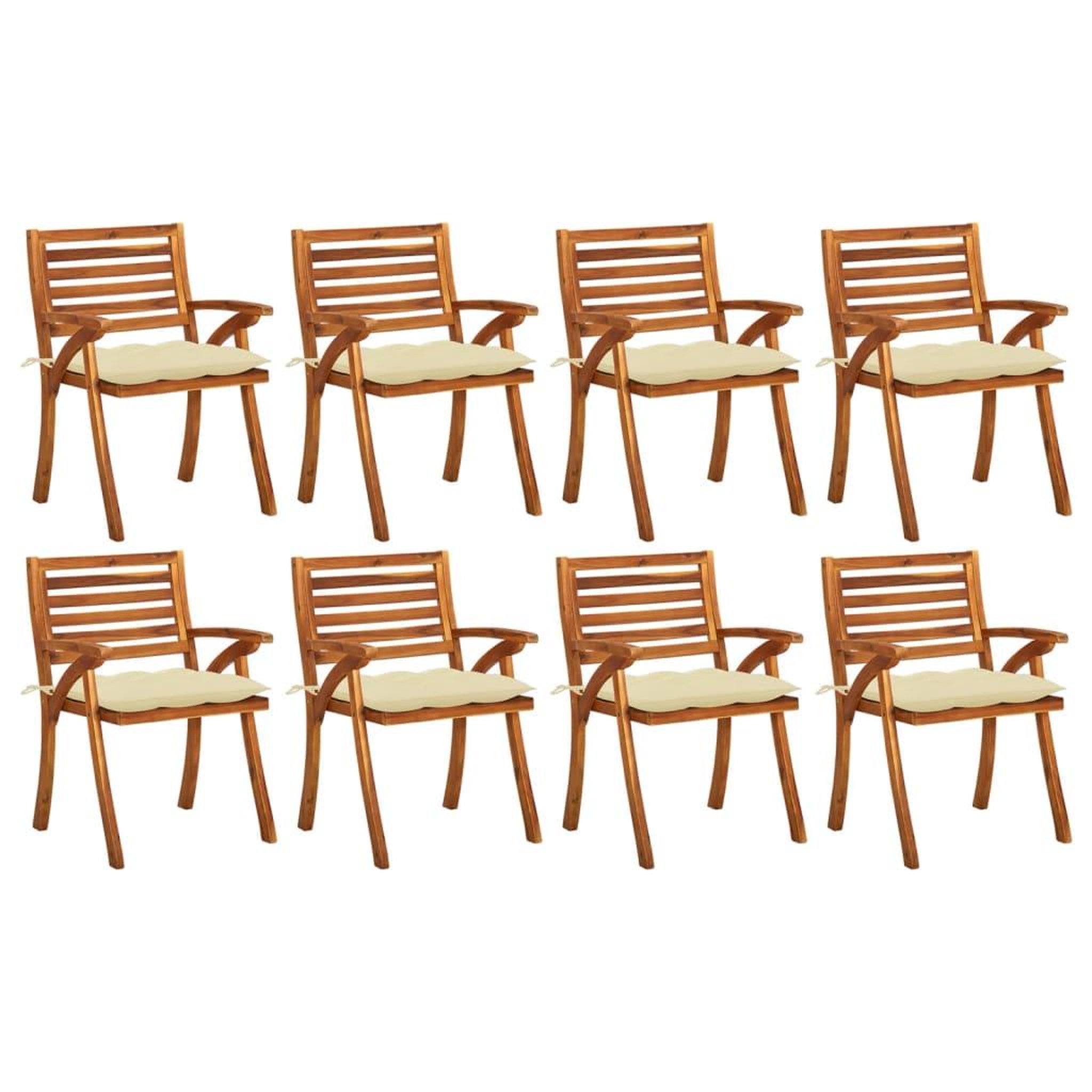 Voir la diapositive 1 : VIDAXL Chaises de jardin avec coussins lot de 8 Bois d'acacia solide