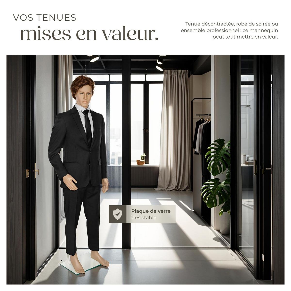 tectake Mannequin de vitrine en plastique beige