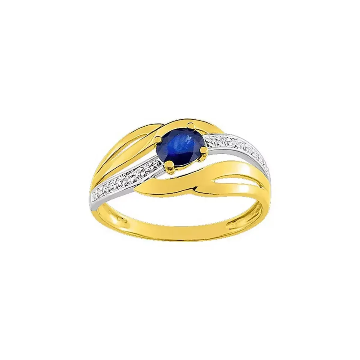 Tousmesbijoux Bague femme Saphir et Diamant Or 9 Carats pas