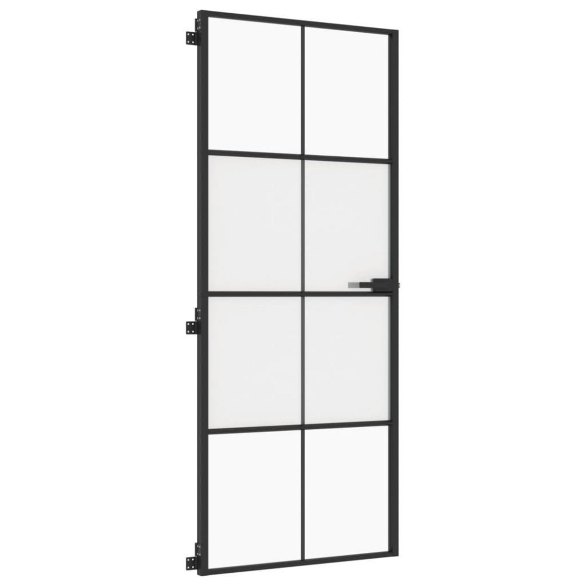VIDAXL Porte interieure mince noir 83x201,5 cm verre trempe aluminium