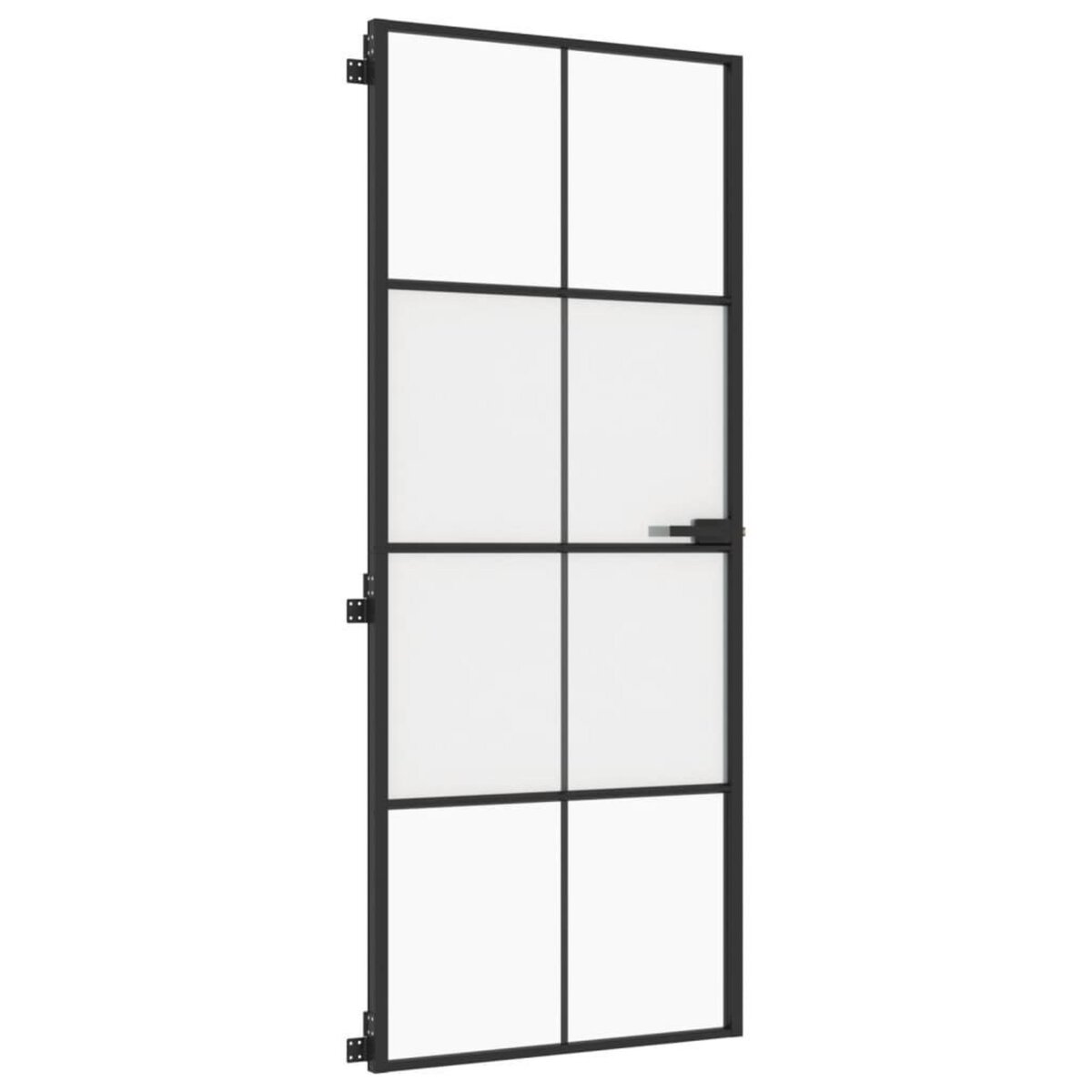 VIDAXL Porte interieure mince noir 83x201,5 cm verre trempe aluminium