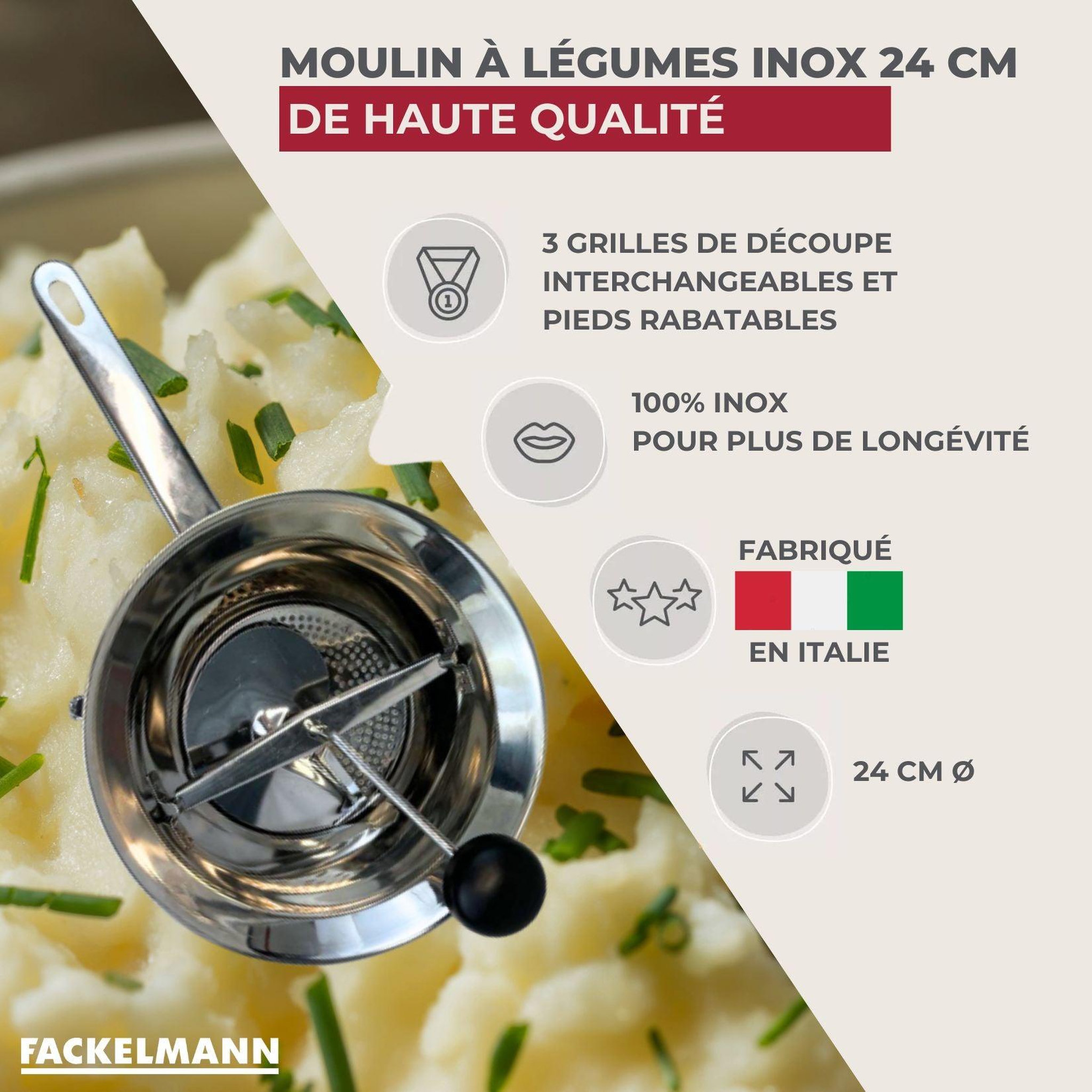 Voir la diapositive 2 : Fackelmann Moulin à légumes inox 24 cm fackelmann handmade tradition